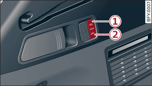 Илл. 153 Фрагмент багажника: кнопка опускания задней части